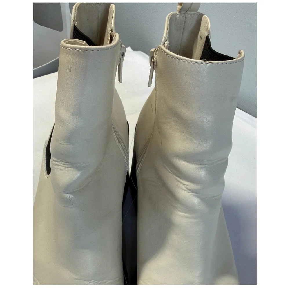MIA Cream Square Toe Platform Ankle Boots Chunky Block Heel Lug Sole Womens 9M